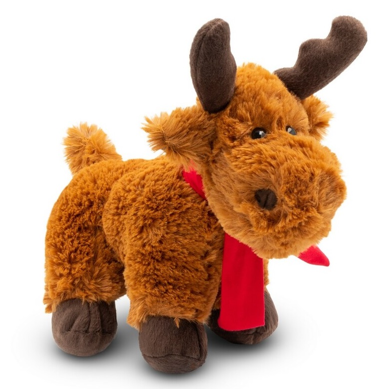 Brown teddy reindeer with a red scarf suitable for printing